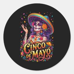 Cinco de mayo meisje Mexicaans feest 5 mei Cinco Ronde Sticker