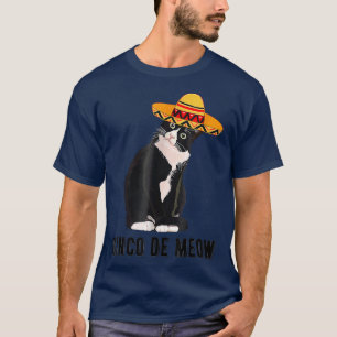 Cinco De Mayo Meow Tuedo Cat Sombrero Meican Fiest T-shirt