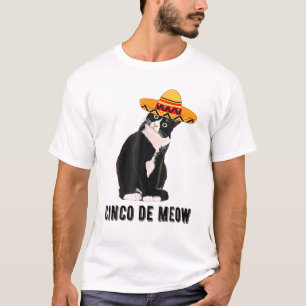 Cinco De Mayo Meow Tuxedo Cat Sombrero Mexicaanse T-shirt