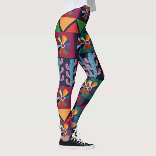 Cinco De Mayo Mexicaans Kunstpatroon Leggings (Rechts)