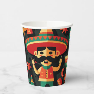 Cinco de Mayo. Mexicaans patroon van heldere carto Papieren Bekers