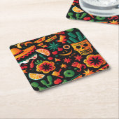 Cinco de Mayo. Mexicaans patroon van heldere carto Vierkante Kartonnen Onderzetter (Schuin)