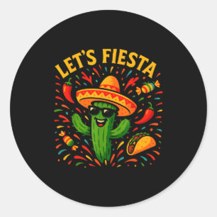 Cinco de mayo Mexicaanse cactus feest grappig laat Ronde Sticker