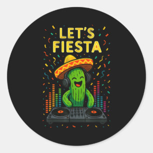 Cinco de mayo Mexicaanse cactus feest grappig late Ronde Sticker