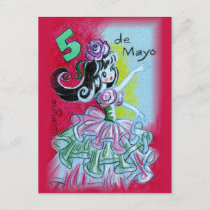 Cinco De Mayo Mexicaanse Flamenco-danser Briefkaart