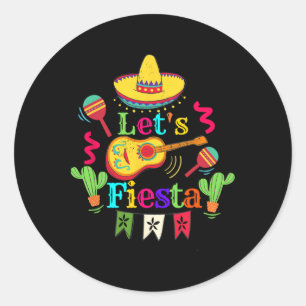 Cinco De Mayo Mexicaanse Gitaar Cactus Shirt Laten Ronde Sticker