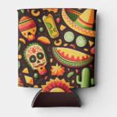 Cinco de Mayo Mexican bright scull cartoon pattern Blikjeskoeler (Voorkant)