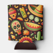 Cinco de Mayo Mexican bright scull cartoon pattern Blikjeskoeler (Achterkant)