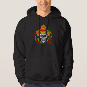 Cinco De Mayo Mexican Cross Sunbril Skull Musta Hoodie