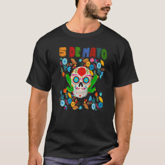 Cinco De Mayo Mexican Cross Sunbril Skull Musta T-shirt