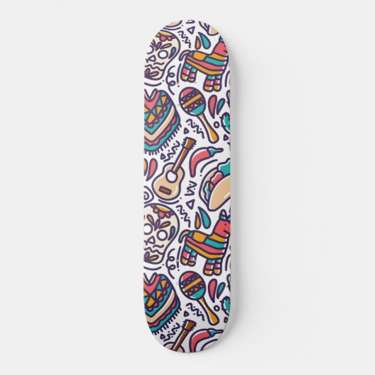 Cinco De Mayo Mexican Fiesta Seamless Pattern Skateboard (Voorkant)