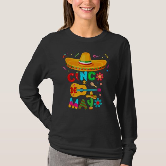 Cinco De Mayo Mexican Guitar Cactus for Men Women  T-shirt (Voorkant)