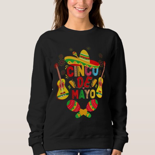 Cinco De Mayo Mexican Guitar Cactus for Men Women  Trui (Voorkant)