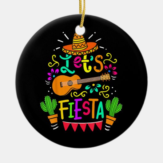 Cinco De Mayo Mexican Guitar Cactus Keramisch Ornament (Voorkant)