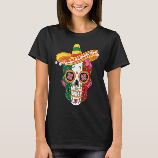 Cinco de Mayo mexican skull celebrate fiesta T-shirt (Voorkant)