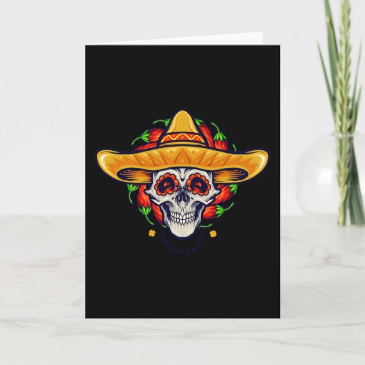 Cinco de mayo mexican skull sombrero kaart (Voorkant)