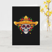 Cinco de mayo mexican skull sombrero kaart (Gele Bloem)