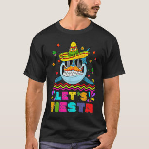 Cinco de Mayo Mustache Shark in Sombrero Let's fie T-shirt