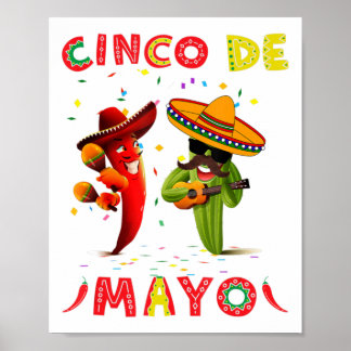 Cinco De Mayo Mustache Sunbries Cactus Mexican G Poster