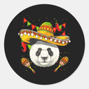 Cinco de Mayo Panda Mexicaanse Lover Sombrero Pand Ronde Sticker