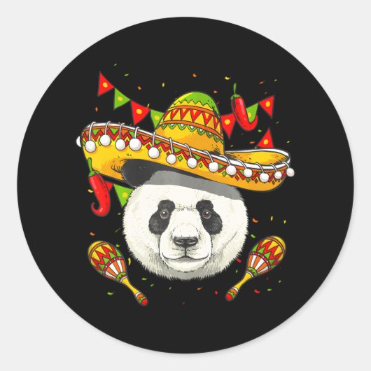 Cinco de Mayo Panda Mexicaanse Lover Sombrero Pand Ronde Sticker (Voorkant)