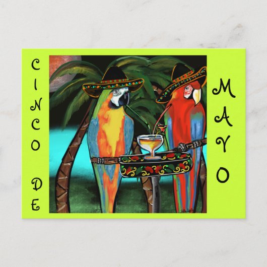 CINCO DE MAYO PARROTS BRIEFKAART (Voorkant)
