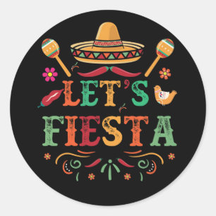 Cinco De Mayo Party Lets Fiesta Mexican Ronde Sticker