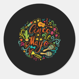 Cinco De Mayo Party Mannen Vrouwen Mexicaans Fiest Ronde Sticker