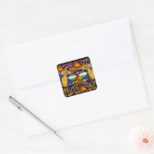 Cinco De Mayo Party Parrots! Vierkante Sticker (Envelop)