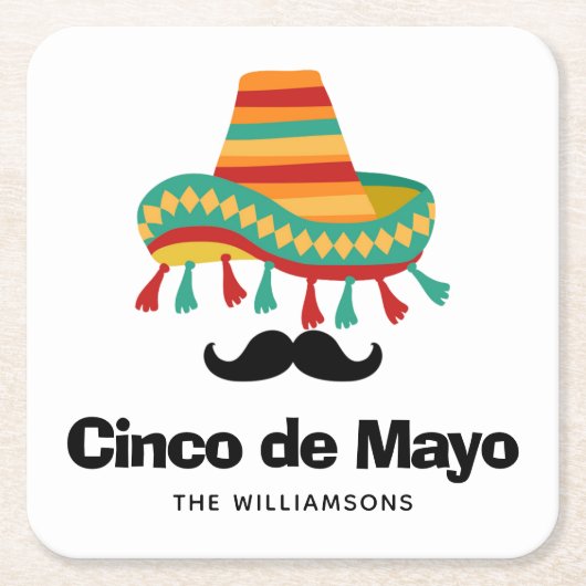 Cinco de Mayo Personalized Vierkante Kartonnen Onderzetter (Voorkant)