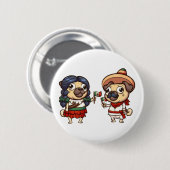 Cinco De Mayo Pugs Button (Voorkant /achterkant)