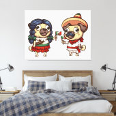 Cinco de Mayo Pugs Canvas Print (Insitu (Slaapkamer))