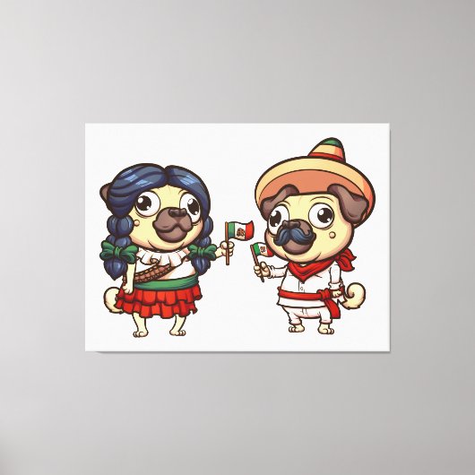 Cinco de Mayo Pugs Canvas Print (Voorkant)