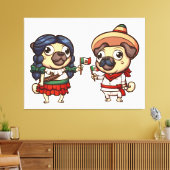 Cinco de Mayo Pugs Canvas Print (Insitu (Woonkamer))