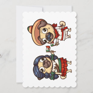 Cinco De Mayo Pugs Flat Wenskaart Kaart
