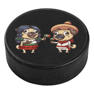 Cinco De Mayo Pugs Hockey Puk Puck