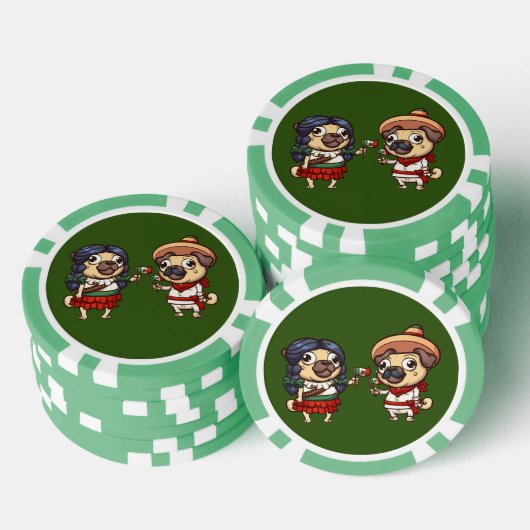 Cinco De Mayo Pugs Poker Chips (Opstapeling)