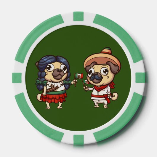 Cinco De Mayo Pugs Poker Chips (Voorkant)