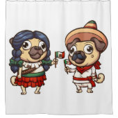 Cinco De Mayo Pugs Shower Curtain Douchegordijn (Voorkant)