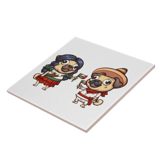 Cinco De Mayo Pugs Tegel Tegeltje (Zijkant)