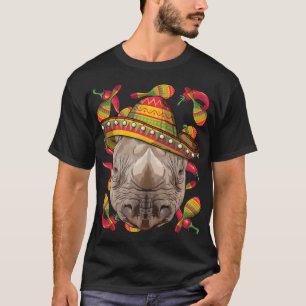 Cinco de Mayo Rhinoceros Sombrero Mexican Rhino Fi T-shirt