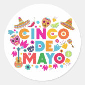 Cinco De Mayo Ronde Sticker (Voorkant)