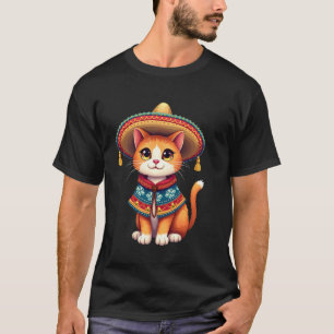 Cinco De Mayo Schattige Mexicaanse Kat Sombrero Po T-shirt