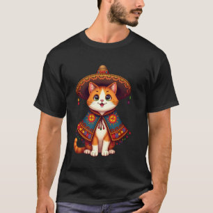 Cinco De Mayo Schattige Mexicaanse Kat Sombrero Po T-shirt