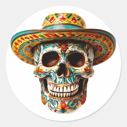 Cinco de mayo schedel met ronde klassieke sticker (Voorkant)