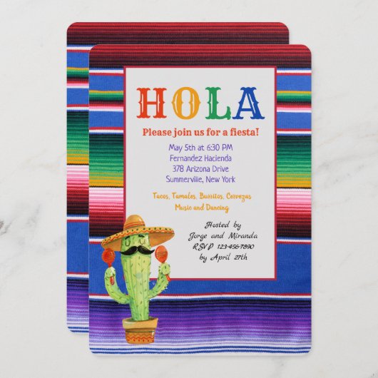 Cinco de Mayo Serepa Uitnodiging (Voorkant / Achterkant)