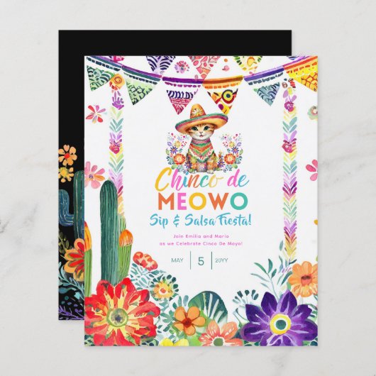 Cinco De Mayo Sipper en Salsa Grappige Kat FIESTA  (Voorkant / Achterkant)