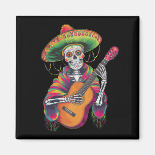 Cinco De Mayo Skelet Schedel Feest Gitaar Magneet