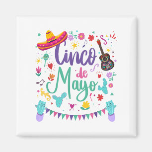 Cinco de Mayo Sombrero Gitaar, Cactus Fiesta voor Magneet