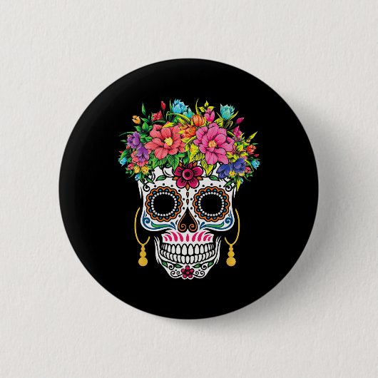 Cinco De Mayo Sugar Skull Dia De Los Muertos Dag O Ronde Button 5,7 Cm (Voorkant)